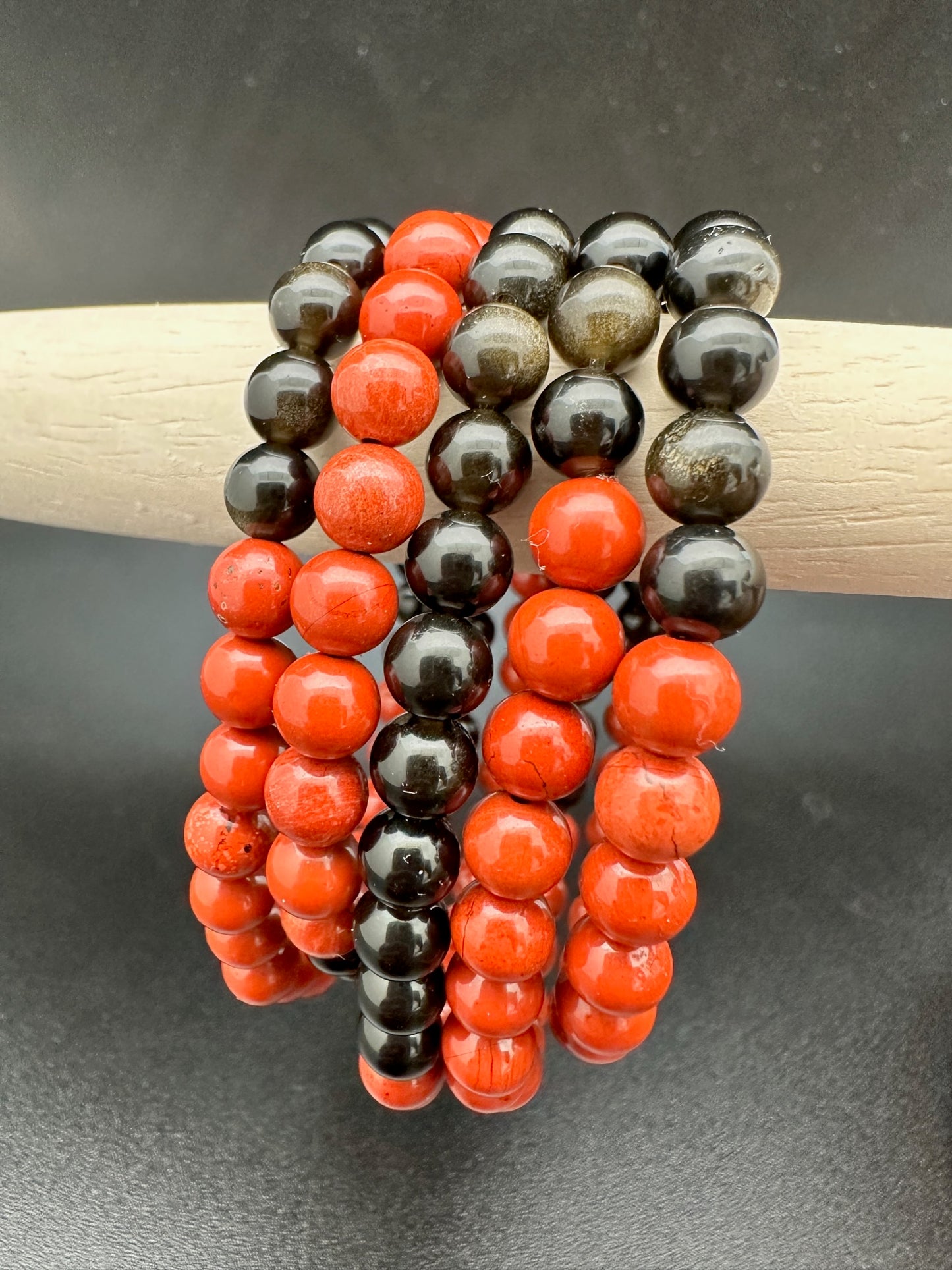 Red Jasper and Golden Obsidian Bracelet