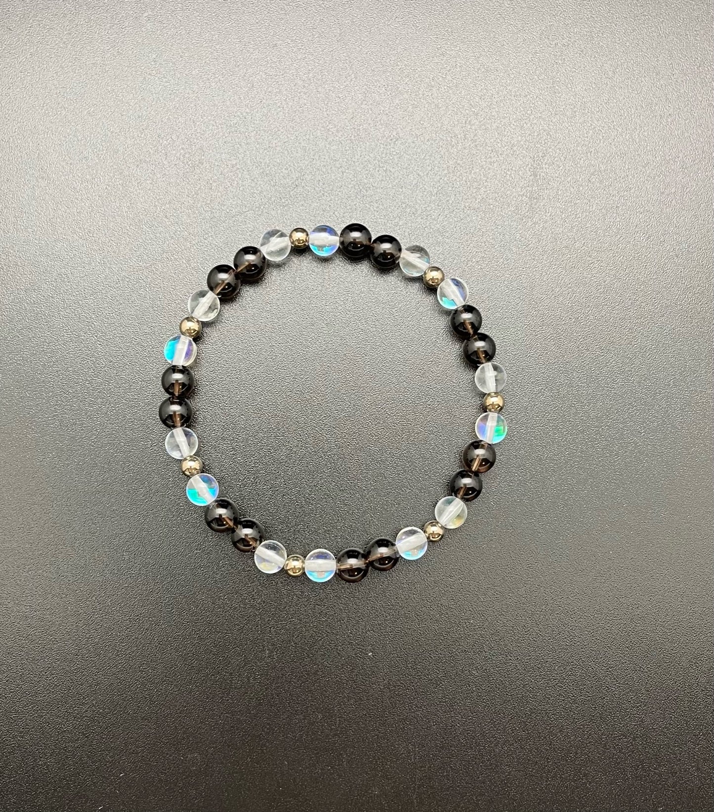 Smokey Quartz and Aura Quartz Bracelet