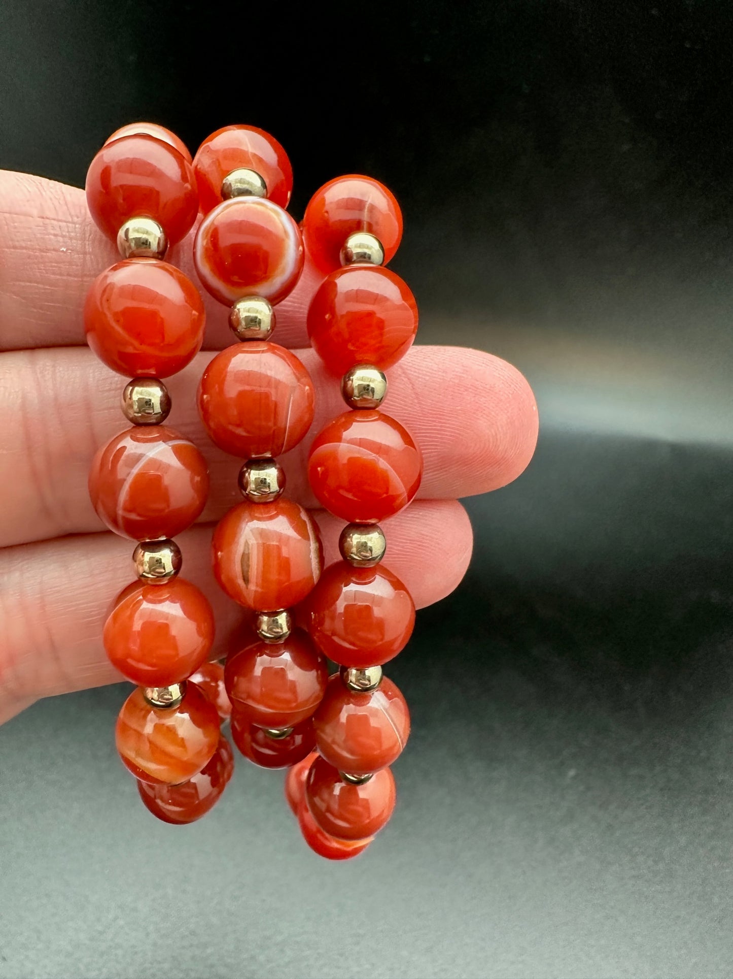 Red Sardonyx and Hematite Bracelet