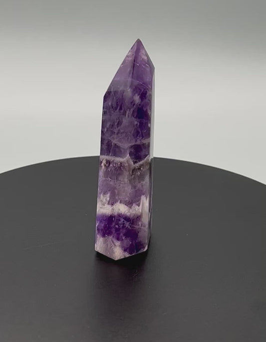 Polished Chevron Amethyst Tower from Zambia