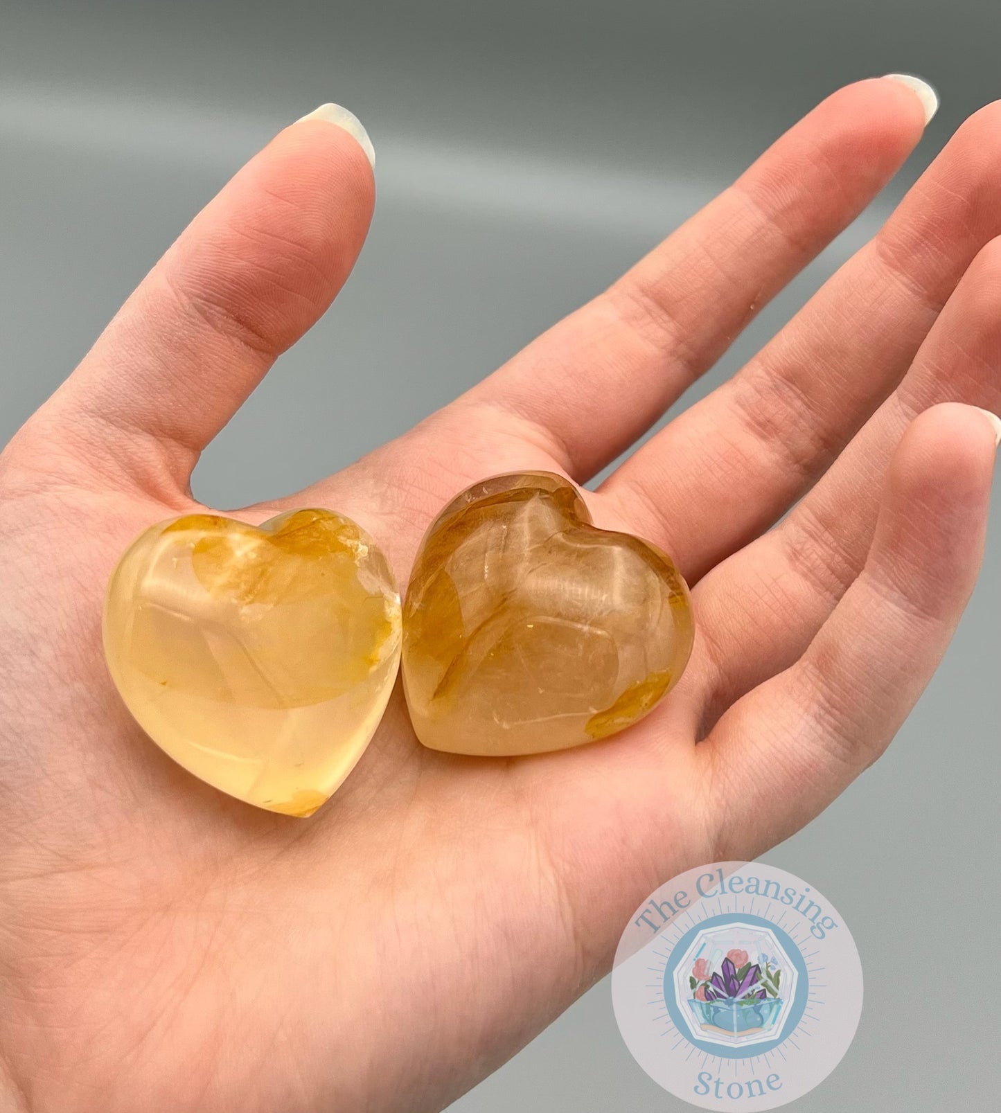 Yellow Fire Quartz Hearts