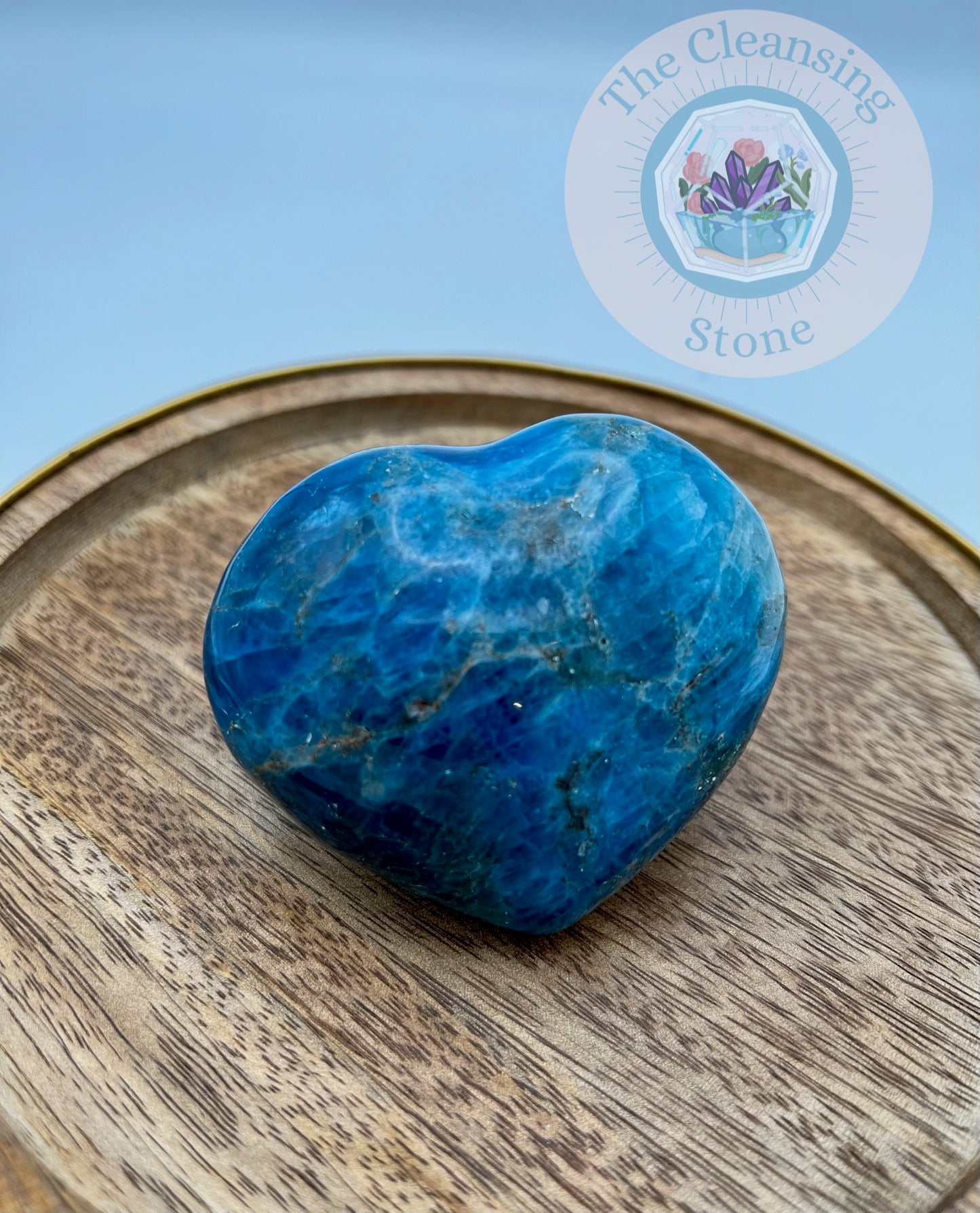 Blue Apatite Heart 2-3 Inches Large