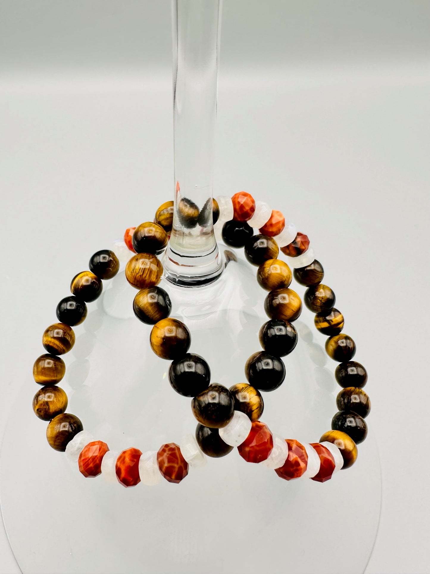 Tiger’s Eye, Moonstone and Fire Crackle Agate Bracelet