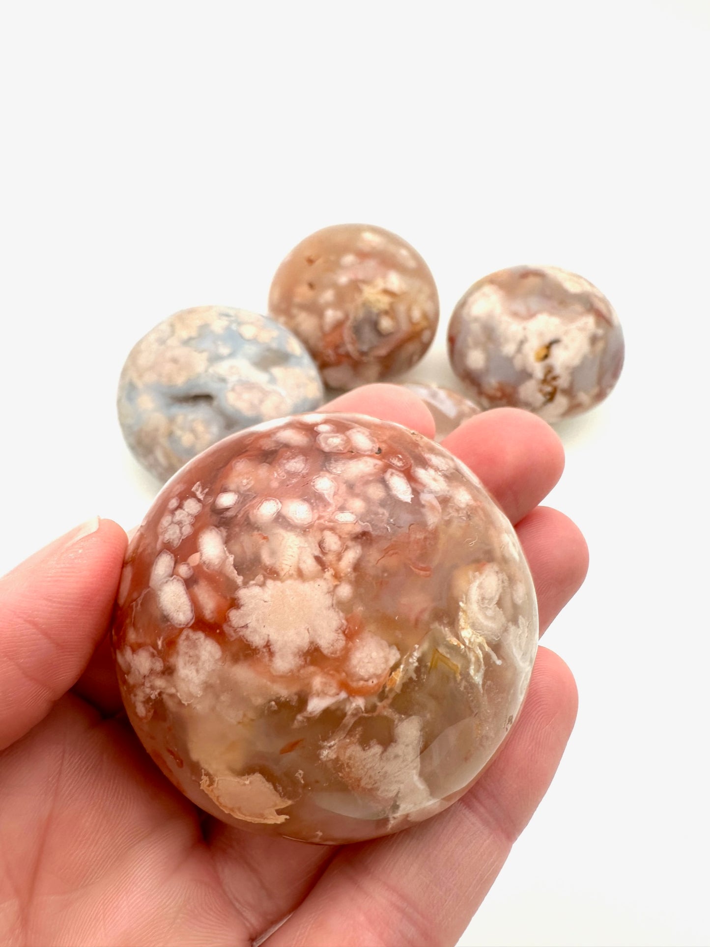 Flower Agate Palm Stones