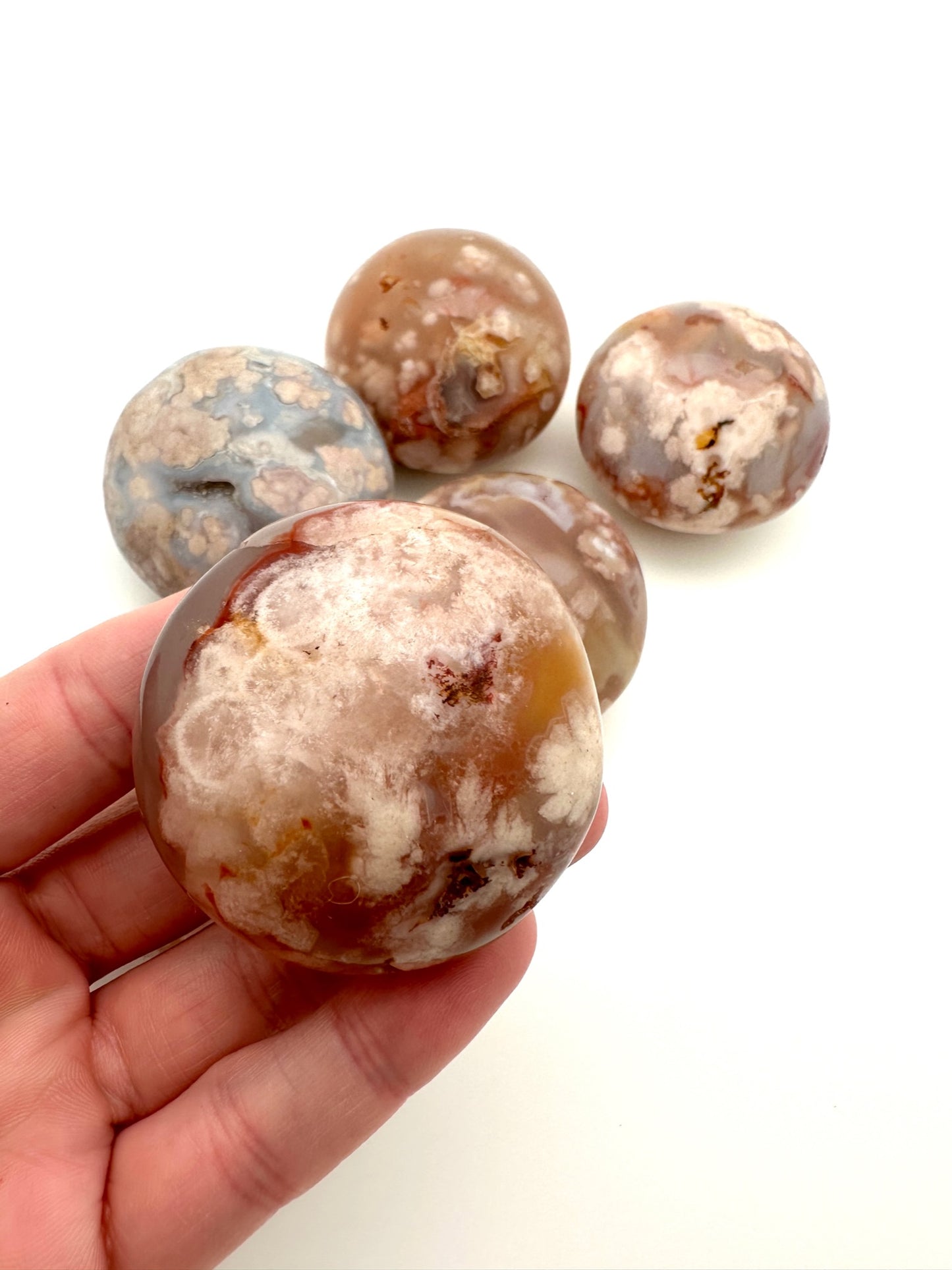 Flower Agate Palm Stones