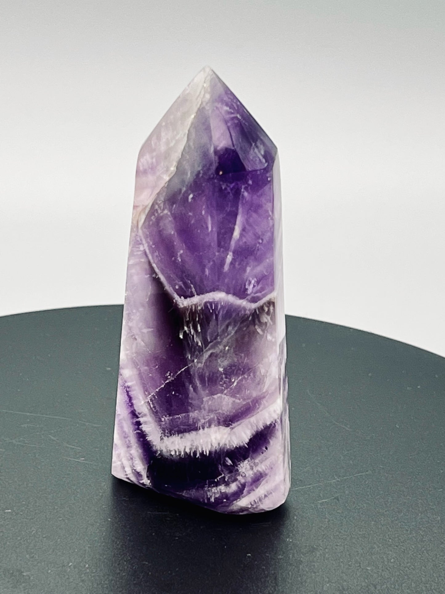 Polished Chevron Amethyst Tower from Zambia