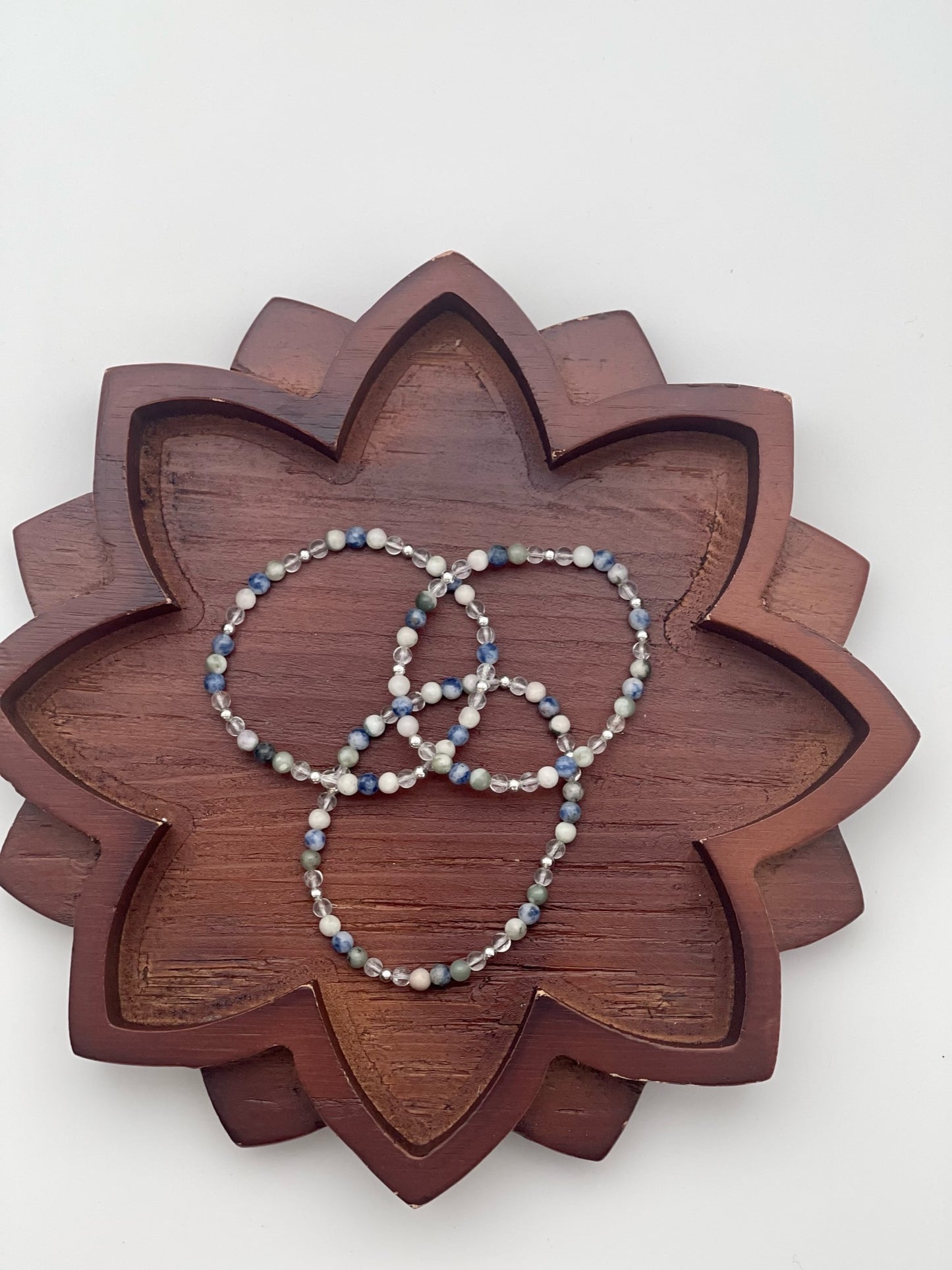 Clear Quartz, Sodalite, and Harmony Jasper Bracelet